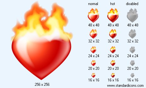 Heart On Fire Icon Images