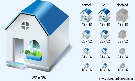 One-Storied House with Shadow Icon Images