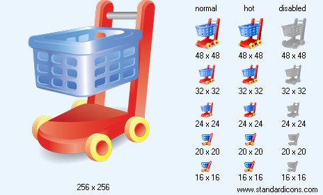 Hand Cart with Shadow Icon Images