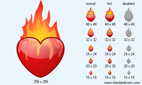 Heart On Fire Icon Images